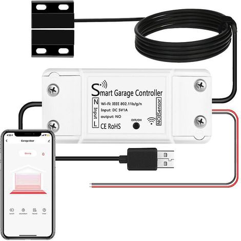 Wlan-fähiger Garagentoröffner, Intelligenter Wlan-garagentorschalter, Kompatibel Mit Google Home, Fernbedienung, Bewegungssteuerung