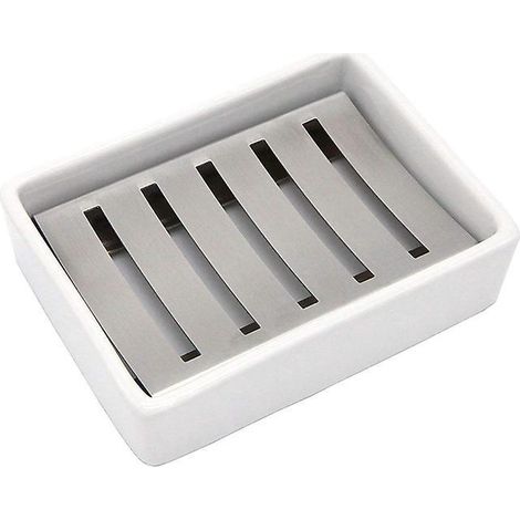 Doppelwandige Seifenschale Aus Edelstahl Und Sus304-keramik Mit Duschablauf, Seifenbox Für Bad Und Dusche