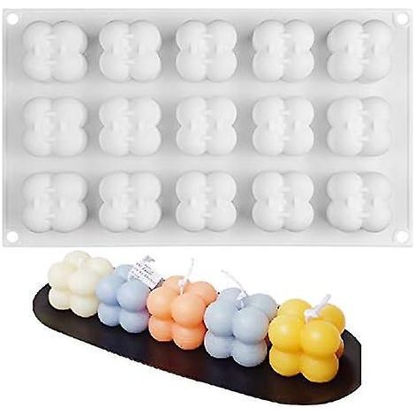 15-in-1 Silikon-kerzenform, 3d Mini-zauberblasenwürfel, Kugel-harzkerzen-silikonform, Seifenform, Diy-schokoladenkerzen-harzseifen-silikonform