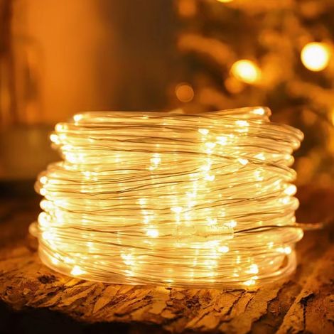 10 Meter Lange Lichterkette Mit 100 Leds, Kupferdrahtrohr, Wasserdicht Für Den Außenbereich, Warmweißes Ambiente, Dekorative Beleuchtung