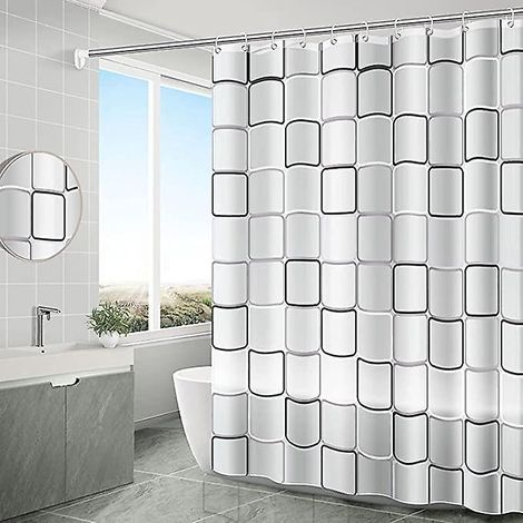 Wasserdichter Und Schimmelresistenter Duschvorhang (weiß), 180 X 200 Cm, Waschbar, Eva, Transparenter Duschvorhang