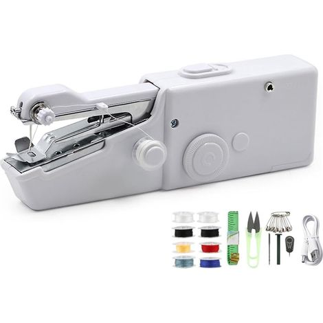 Anlising Handnähmaschine, Tragbare Nähmaschine, Mini-nähmaschine, Handnähmaschine, Mini-nähmaschine Für Anfänger, Für Kleidung, Zuschnitt, Diy (weiß)