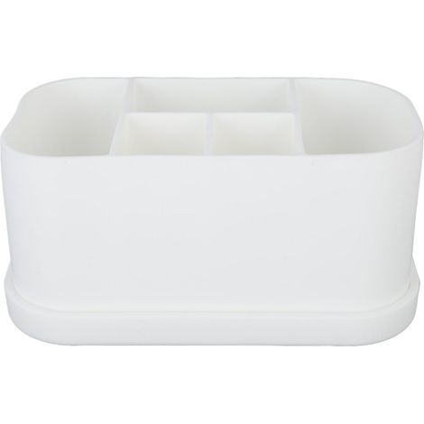 Support En Silicone Pour Brosse À Dents Et Dentifrice Multipurpose 5 Slots Drainage Holes Bathroom Countertop Skincare Product White