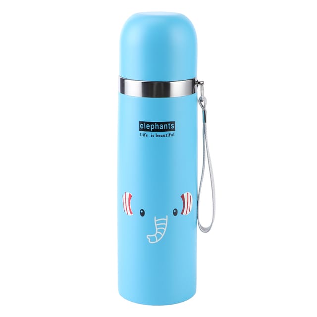 500-ml-isolier-trinkflasche Aus Edelstahl Für Kinder – Fröhliches Blaues Design