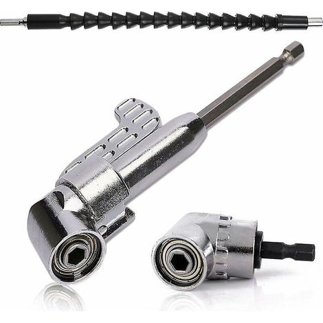 105°-winkeladapter Für Elektrische Bohrmaschinen (1 Stück Kurz + 1 Stück Lang) 1/4" Flexibler Schraubendreher