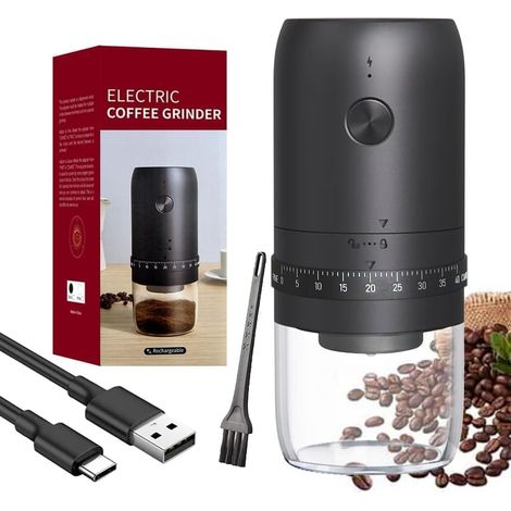 Moulin À Café Électrique, Portable Machine Broyeur A Cafe Grain Rechargeable, 40 Réglages Réglables, Coffee Grinder Electrique Avec Meules En Céramique Pour Voyage, Camping Et Bureau, 1800 Mah