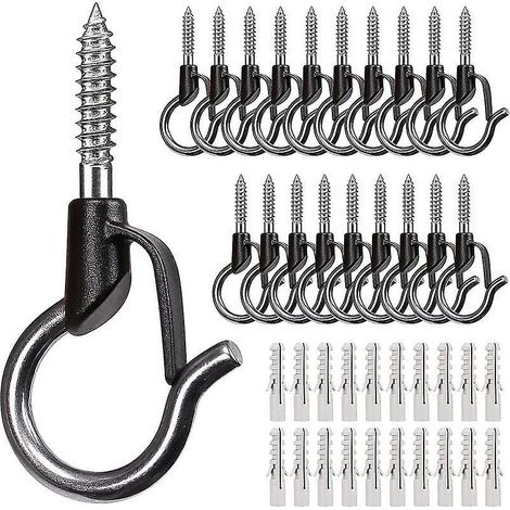 (silberweiß) 20er-pack Schraubhaken, Deckenschraubenhaken, Haken Für Den Innen- Und Außenbereich, Weihnachtsbeleuchtung, Außenkabel, Girlanden