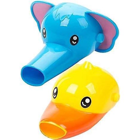 Set Mit 2 Verlängerungsarmaturen Für Babys Und Kinder - Wasserhahn, Waschbecken, Verlängerungsarmatur-set Für Tiere (elefant + Ente)