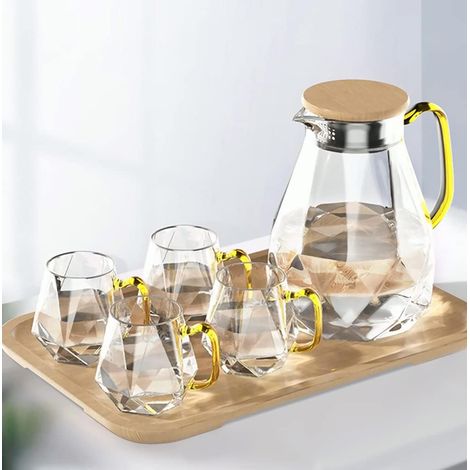 2-liter-glaskrug Mit Deckel, Eisteekaraffe Für Den Kühlschrank, Große Wasserkaraffe Für Saft, Milch, Heiße Oder Kalte Getränke