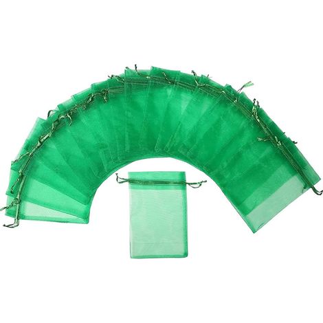 100 Stück Organzabeutel 15x20 Cm Mit Kordelzug - Geschenktüten, Partyverpackungen, Pflanzenschutz Gegen Vögel (grün)