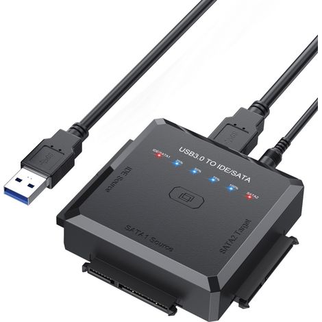 Usb 3.0 Zu Ide/sata-konverter Mit Ein-klick-backup- Und Klonfunktion, Kompatibel Mit 2,5"/3,5"-festplatten