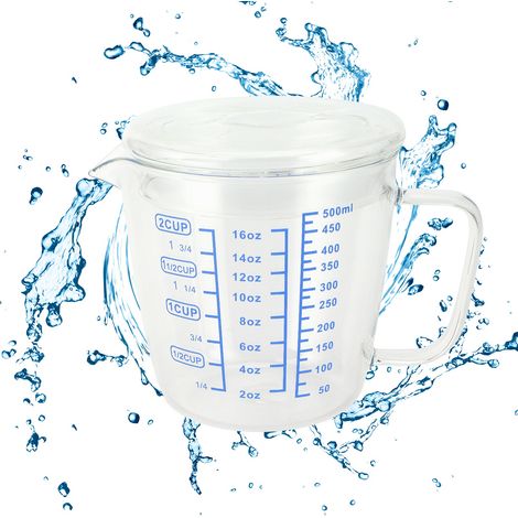 Hitzebeständiger Messbecher Mit Deckel Zum Abmessen Von Milch Und Flüssigkeiten (500 Ml)