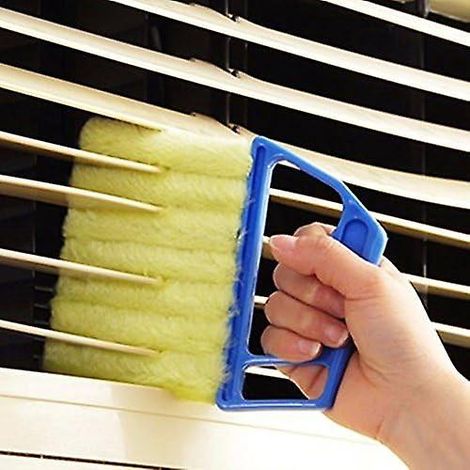 Mini-tragbarer Blauer Jalousienreiniger (blau), Orangefarbene Fensterbürste Mit 7 Abnehmbaren Mikrofaserbezügen, Klimaanlagen-gadget