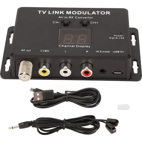 Kompakter Av-zu-rf-modulator Für Pal/ntsc Mit Ir-rückkanal Für Tv-boxen, Dvd-player Und Recorder