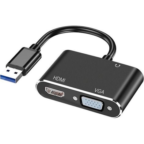 Usb-zu-hdmi-adapter Mit Vga- Und 3,5-mm-audio-/video-/sound-konverterkabel Für Mehrere Bildschirme, Usb Zu Hdtv + Vga, Bildschirmspiegelung