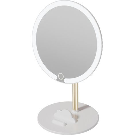 Led-schminkspiegel Mit Integrierter Beleuchtung, Verstellbarer Tischspiegel, Dreifarbige Ambientebeleuchtung, Ideal Für Studenten Und Wohnzimmer.