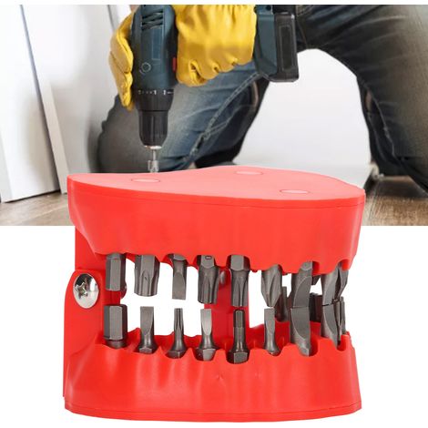 Magnetischer Prothesenbohrerhalter Aus Edelstahl Mit 28 Bohrern, Rotes Zahnärztliches Werkzeugzubehör