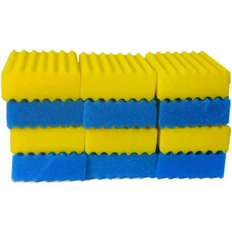 Cbf-350c Teichfilterschaum – Ersatzfiltermaterial, Filterschaum Für Teichfilter (6 X Grob Blau & 6 X Fein Gelb)