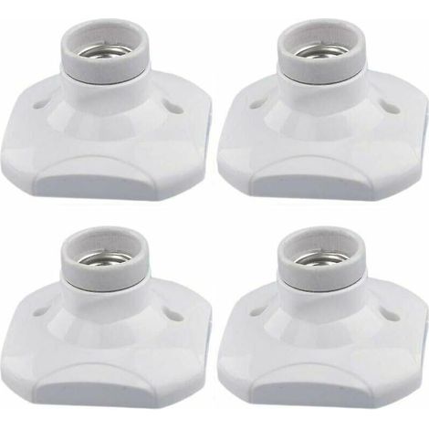 Set Mit 4 E27-led-lampenfassungen, Keramik-e27-fassung Mit Kunststoffsockel, E27-wandfassung, Weiße E27-fassung Mit Ring Für Beleuchtung