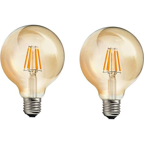 E27 G80 Led-globelampen, 4 W (entspricht 40 W), 600 Lm, Warmweißes Licht (2700 K), Bernsteinfarben, Retro-edison-lampenform, Ideal Für Zuhause, Bars, Cafés Und Restaurants, Nicht Dimmbar, 2er-pack