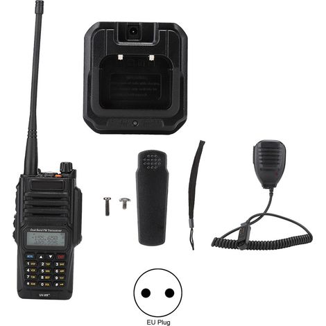 Baofeng Uv-xr Plus 128-kanal Ip57 Wasserdichtes Walkie-talkie Mit Handmikrofon + 100-240v Eu-netzteil