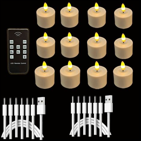 12er-packung – Wiederaufladbare Led-lampen Mit Fernbedienung Und Timer