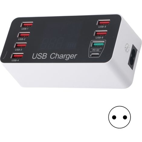 40-w-schnellladegerät Mit 8 Ports (qc3.0) Und Usb-c-anschluss – Eu-reiseversion 100–240 V
