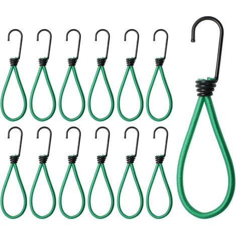 12 Robuste Gummibänder Mit Haken, Mini-befestigungsgurte Für Wanderungen, Planenbefestigung, Stoff