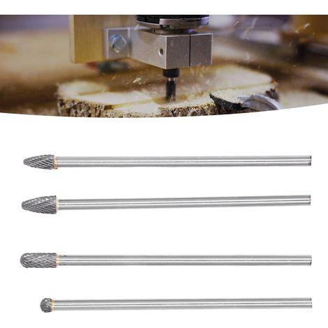4 Stück Verlängerte Hartmetall-rotationsfräser, 1/4" Schaft, Wolframstahl Hrc70 Zum Schneiden Und Schnitzen