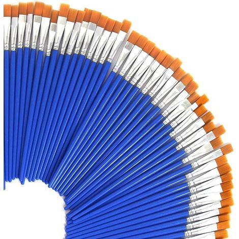 Set Mit 6 Breiten, Flachen Nylonpinseln Für Detailliertes Malen, Kurze Kunststoffgriffe, Für Acryl-, Öl- Und Aquarellfarben