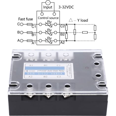 Dreiphasen-halbleiterrelais Ssr3, 480 V Ac/dc Für Verteilungssteuergeräte