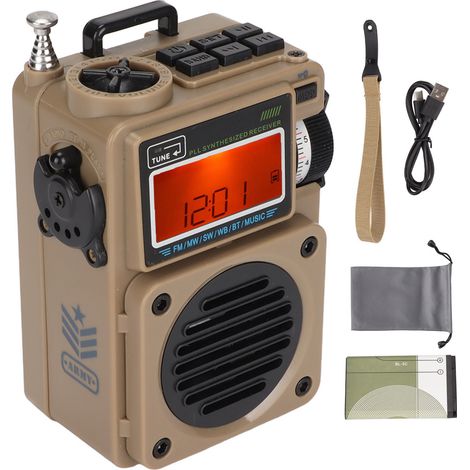 Hrd-701 Tragbares Bluetooth-digitalradio – Audioplayer Mit Speicher, Fm/am-radio Und Timer Für Den Innen- Und Außenbereich (khaki)