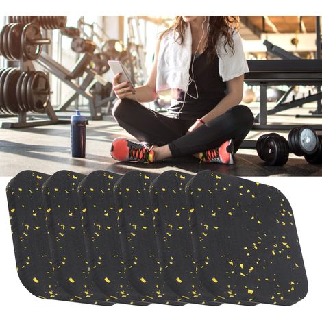 6-teiliges Set Antivibrations-laufbandmatten, Fitnessgeräte, Schwarz Und Gelb