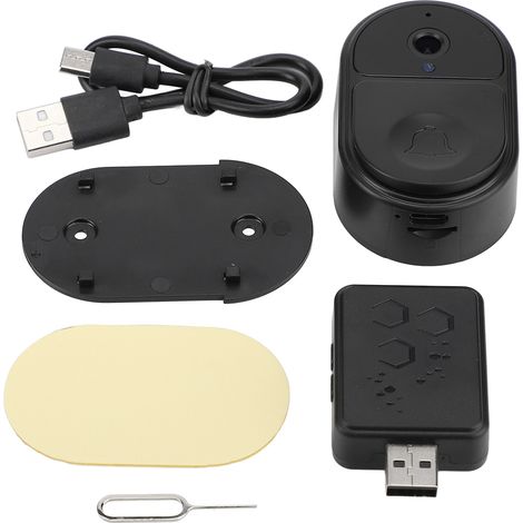 128-gb-wlan-video-türklingelkamera, Fernüberwachung Für Smart Home Mit Ding-dong-empfänger, Schwarz