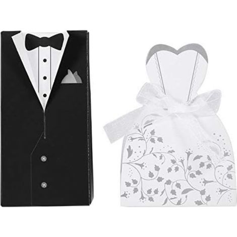 50 Romantische Bonbonnieren Aus Pappe, Dekorative Hochzeitsgeschenkbox In Form Eines Brautpaares, Ideal Als Hochzeitsgeschenk