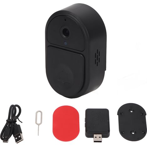 Kabellose Wlan-video-türklingelkamera, Ultraklarer Weitwinkel, 1000-mah-akku, Schwarz