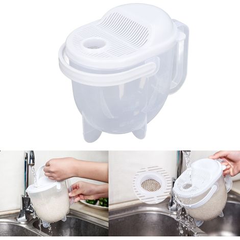 Reisschüssel Mit Abtropfschale, Flächenbündig, Aus Transparentem Abs-kunststoff, Mit Zusätzlichem Griff Zum Reinigen Des Reises, Praktisches Küchenaccessoire