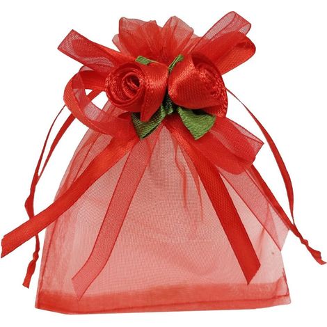 40 Organza-geschenktüten Für Hochzeiten, 10 X 12 Cm, Mit Rosa Bändern (hellrosa), Für Muster Und Präsentationen