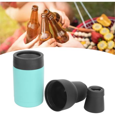 Leere Doppelwandige Edelstahl-bierflaschenisolatoren Mit Rutschfestem Boden Und Flaschenöffner, Für 300-400ml Dosen, Grüne Farbe.