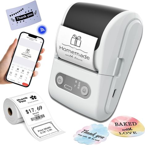 Tintenloser Bluetooth-thermodrucker, Mini-etikettendrucker Für Zuhause, Weiß