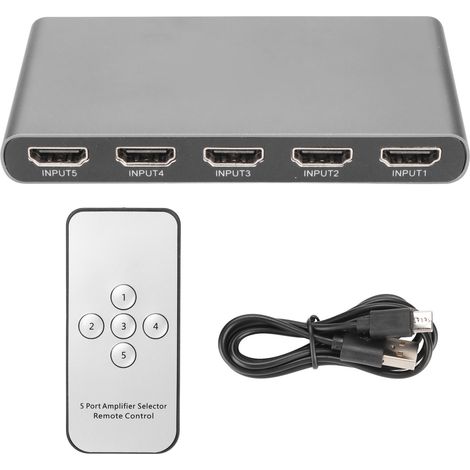 4k 60hz Hdmi-switch Mit 5 Eingängen Und 1 Ausgang, Inklusive Fernbedienung, Hochauflösender Multimedia-splitter
