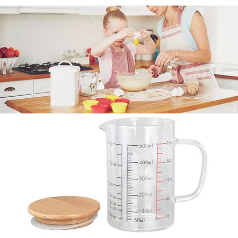 Messbecher Mit V-förmigem Ausguss, Gut Lesbarer Skala, Komfortablem Griff, Kaffeetasse, Borosilikatglas, 500 Ml