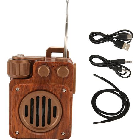 Vintage-bluetooth-lautsprecher Mit Ukw-radio, Usb-/speicherkartenunterstützung, Verlustfreiem Hifi-klang Und Holzdesign