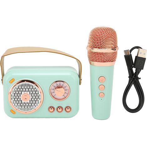 Tragbarer Vintage-bluetooth-lautsprecher Mit 6 Klangmodi, Eingebautem Mikrofon – Mintgrün Für Kinder Und Erwachsene