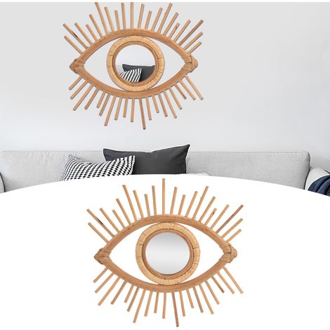 Schminkspiegel Im Nordischen Stil Aus Geflochtenem Rattan, In Augenform, Zur Wanddekoration Im Badezimmer Zu Hause Oder Im Hotel