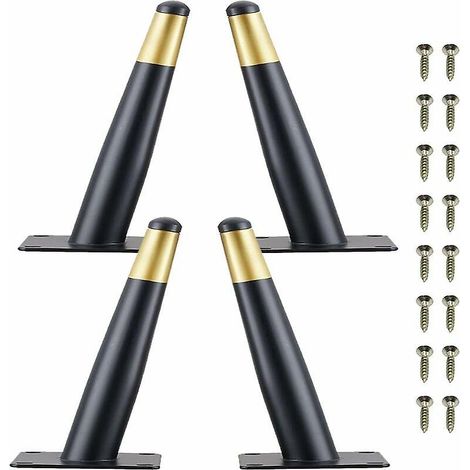 4er-set Möbelbeine, 10 Cm, Schwarz-goldene Metall-tisch- Und Stuhlbeine Mit Geräuscharmer, Rutschfester Unterseite