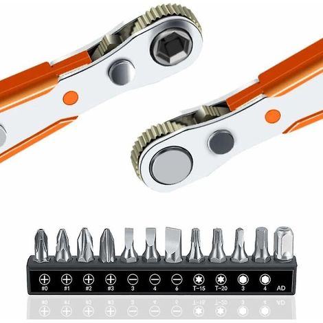 13-teiliges 110-mm-mini-ratschenschraubendreher-set, 1/4"-antrieb, Und 12 Schraubendreherbits Mit 1/4"-antrieb, Mini-schraubendreher Mit Hohem Drehmoment