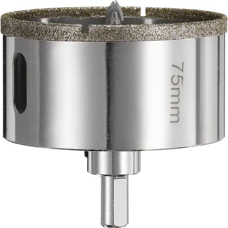 Diamantbohrer – 75 Mm Exzenter-lochsäge Mit Zentrierspitze Für Glas, Keramik, Marmor, Porzellan, Fliesen, Quarz Und Aquariensteine