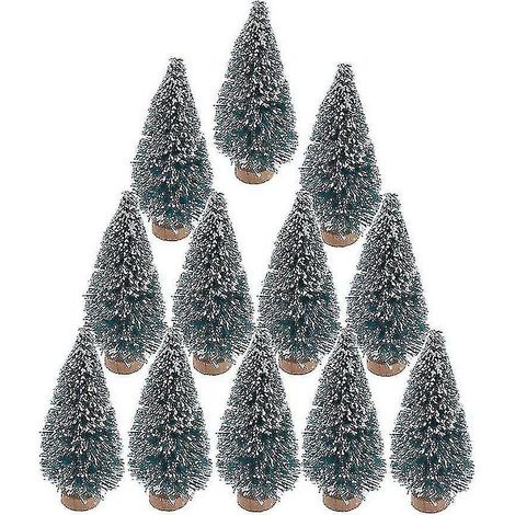 24 Mini-weihnachtsbäume Aus Künstlichem Sisal Mit Holz- Und Kunststofffuß – Winter-schnee-cl