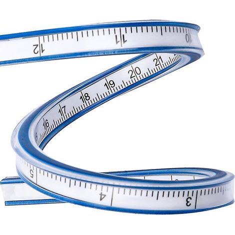 40 Cm Langes, Flexibles Pvc- Und Metalllineal, Gebogenes Lineal, Transparent, Flexibel, Zwei Steigungswinkel, Tragbar, Für Büro, Schule, Atelier, Technisches Zeichnen